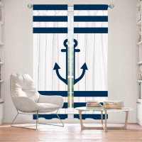 East Urban Home Lined Window Curtains 2-panel Set for Window Size Organic Saturation Anchor Stripes White