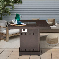 Bring Home Furniture 26.5" H x 30" W Steel Propane Outdoor Fire Pit Table with Lid