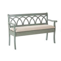 Red Barrel Studio Red Barrel Studio® Coventry Storage Bench In Antique Sage Frame And Beige Seat Cushion K/d