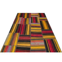 Rug N Carpet Teselya Yellow Striped Wool Handmade Area Rug