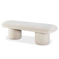 AllModern Anston White Boucle Fabric Upholstered Bench