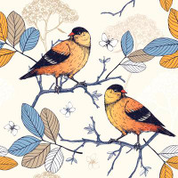 Winston Porter Orange Birds by - Print