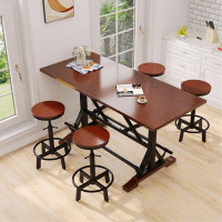 Williston Forge 5-Piece Dining Table Set, Adjustable Height Chairs, Modern Bar Table and Chairs