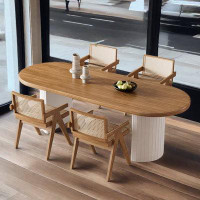 ABPEXI 4 - Person Burlywood Oval Solid Wood Dining Table Set