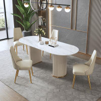 BETTER HOME STYLE LLC 5-piece glossy sintered stone oval dining set