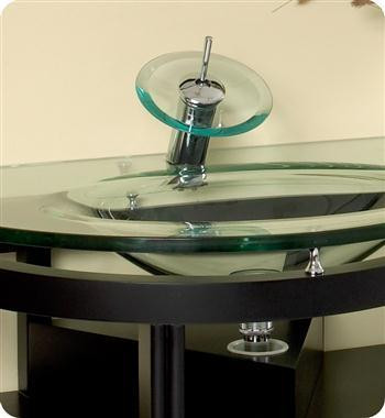 Unico - 63 Inch Modern Bathroom Glass Top Vanity w/Tempered Double Glass Sink & Mirror in Cabinets & Countertops - Image 2