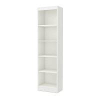 Ebern Designs 5-Shelf Narrow Bookcase Storage Shelves In White Wood Finish
