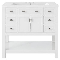 Home Decor Bathroom Vanity With Top Sink, 2 Soft Closing Doors And 6 Drawers