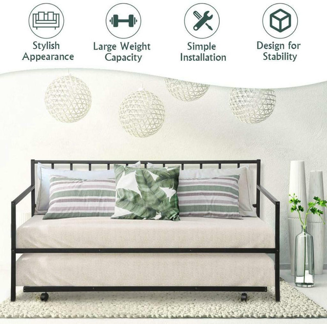 NEW METAL TWIN SIZE DAYBED & TRUNDLE FRAME SET 431138 in Beds & Mattresses in Regina - Image 2