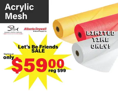 Act now! Save on rolls of acrylic mesh, starting at only $59.00! Red 38" x 150' SALE $79.00 | REG $9...