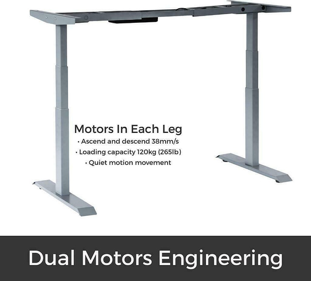 MotionGrey Height Adjustable Dual German Motors Electric Sit to Stand Computer Office Standing Desk and Table Top in Desks - Image 3