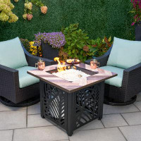 Endless Summer Endless Summer Darby 30 Inch Square Outdoor UV Printed LP Gas Fire Pit Table