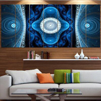 Made in Canada - Design Art 'Cabalistic Blue Fractal Design' Graphic Art Print Multi-Piece Image on Canvas