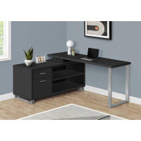 Latitude Run® Aijalon Computer Desk, Home Office, Corner, Storage Drawers, 72"L, L Shape, Work, Laptop, Metal