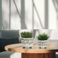 Wrought Studio Set Of 2 Ceramic Scribble Footed Planter