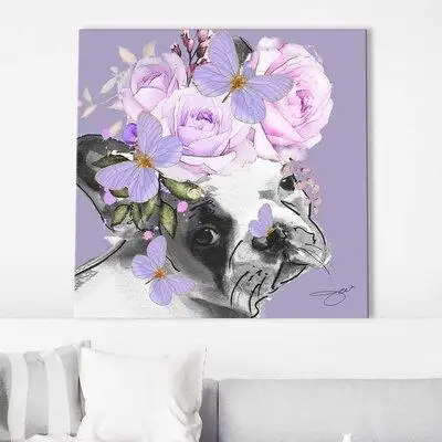 House of Hampton Flower French Bull Dog (Square) by By Jodi - Graphic Art