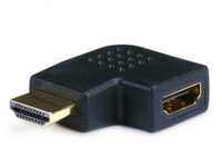 HDMI 90 Degree Right Angle Port Saver Adapter (Male to Female), Vertical Flat Left - Black