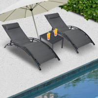 Latitude Run® Patio Chaise Lounge Chair Set, 2 Chaise Chairs and 1 Table