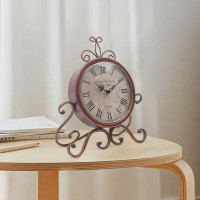 JOYDING Vintage Desk Clock Silent Retro Quartz Clock Portable Home Bedside Countertop Decor