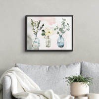 SIGNLEADER SIGNLEADER Framed Wall Art Print White Camellia Flower With Vases Botanical Plants Watercolor Modern Art Glam