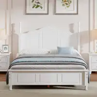 wtressa Wood Platform Bed Frame,Retro Style Platform Bed