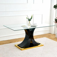 Mercer41 Modern Style Glass Table, Elegant Transparent Design, Durable Support Base, Solid, Selected Materials Made Of F