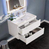 Latitude Run® Latitude Run® Caddric 32" Glossy White Modern Bathroom Vanity