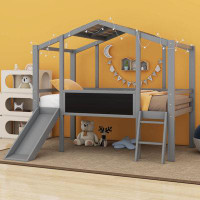 Harper Orchard Kalkaska Twin Size Loft Bed with Ladder and Slide