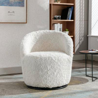 ROOM FULL Accent Armchair Barrel Chair With Black Powder Coating Metal Ring