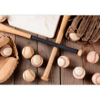IDEA4WALL Baseball Equipment Include Baseballs Bats Home Plate Removable Self Adhesive Large Wallpaper