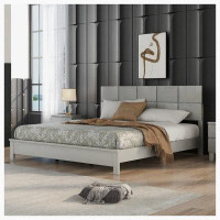 Latitude Run® Champagne Silver Platform Bed Solid Rubber Wood Frame and Legs