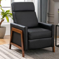 Latitude Run® Wood-Framed PU Leather Recliner Chair
