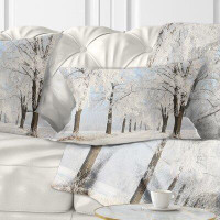 Made in Canada - East Urban Home Forest Winter Lane on Sunny Morning Lumbar Pillow