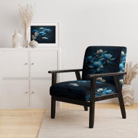 Design Art Vintage Chinese Light Blue Flowers I - Upholstered Traditional Arm Chair