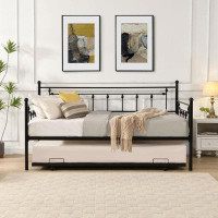 Rosalind Wheeler Twin Size Metal Daybed With Pull Out Trundle
