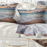 Made in Canada - East Urban Home Seascape Waves Crashing Serene Seashore Lumbar Pillow