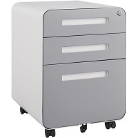 Latitude Run® 3 Drawer Mobile File Cabinet Under Desk Office,Black