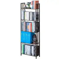 KOVOME 5 Tier Bookshelf, Bamboo Space-Saving Tall Book Shelves,Freestanding Narrow Book Rack ,Walnut