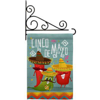 Breeze Decor Chili Pepper Cinco De Mayo - Impressions Decorative Metal Fansy Wall Bracket Garden Flag Set GS115125-BO-03