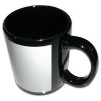 11OZ Black Mug w/white patch 001043