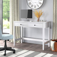 Three Posts Single Drawer Wooden Frame Office Desk With Straight Legs, White