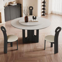 HIGH CHESS Sintered stone dining table and chairs round oak