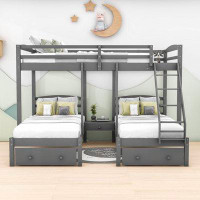 Xiao Hailuo Full over Twin & Twin 3 Drawer Triple / Quad Bunk Bed by Xiao Hailuo