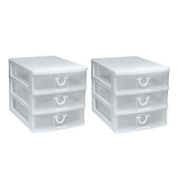 Gracious Living Gracious Living Clear Mini 3 Drawer Desk Organizer With White Finish, 2 Pack