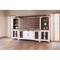 Laurel Foundry Modern Farmhouse Gilchrist Entertainment Centre with Piers and Bridge, White