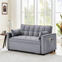 Ebern Designs Sleeper Sofa Couch With Pull Out Bed, Modern Convertible Sleeper Sofa Bed, Small Love Seat