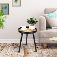 Wrought Studio Rattan Round Side Table