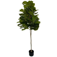 Primrue 6' Artificial Real Touch Fiddle Leaf Fig Tree in Plastic Planter