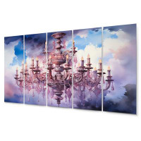 Design Art Chandelier Enchanting Dreams - Chandelier Metal Wall Art Prints Set