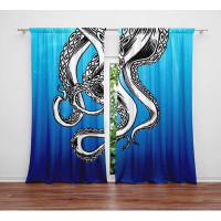 Deja Blue Studios Octopus Tentacles Semi-Sheer Rod Pocket Curtain Panels